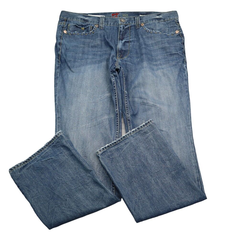 Blue 2 Jeans Mens 40 Blue Denim Mid Rise 5 Pocket Design Straight Cut Pants